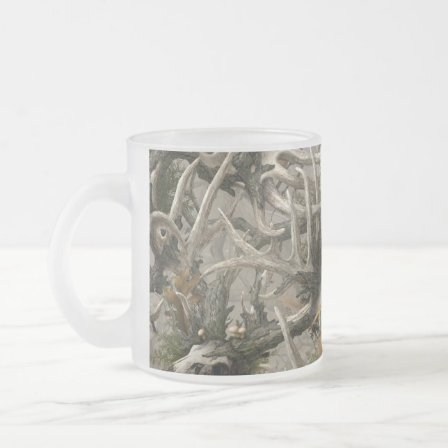 Caneca De Café Vidro Jateado Camo do crânio dos cervos do Backwoods (Esquerda)