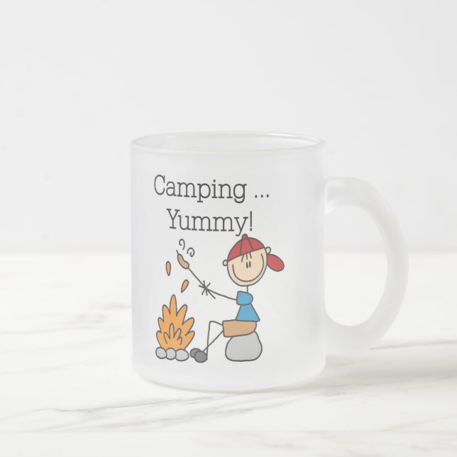 Caneca De Café Vidro Jateado Camping é Camisetas e Presentes Yummy (Direita)
