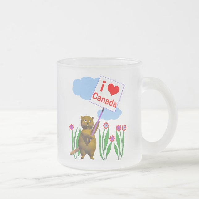 Caneca De Café Vidro Jateado Canadense Beaver ama Canadá (Direita)
