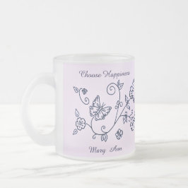 Caneca De Café Vidro Jateado Caneca Borboleta Rosa Vidro Fosco