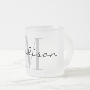 Caneca De Café Vidro Jateado Caneca de chá de vidro fosco com monograma de nome