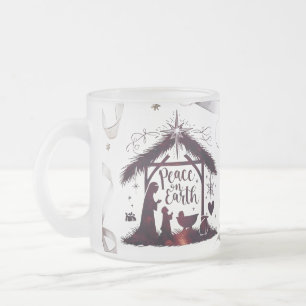 Caneca De Café Vidro Jateado Caneca de Natal Intrincada em Vidro Fosco Paz Fest