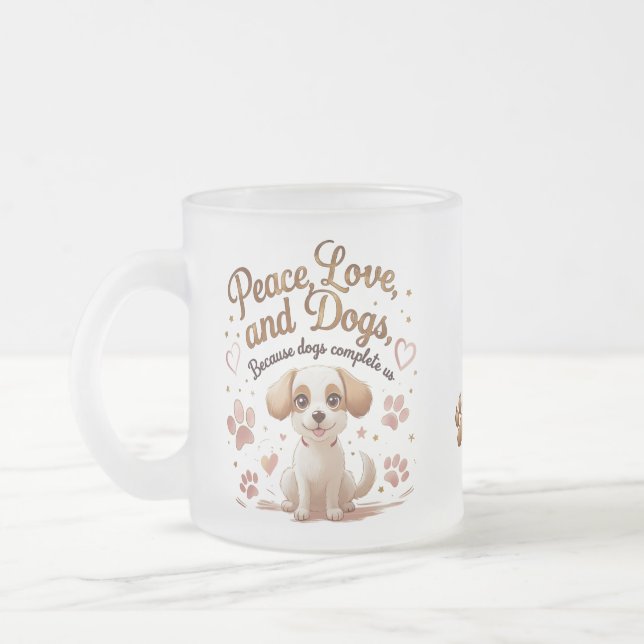 Caneca De Café Vidro Jateado Caneca de Vidro Amor de Cachorro Fofo (Esquerda)