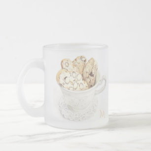 Caneca De Café Vidro Jateado Caneca de Vidro Congelado BISCOTTI + Inicial