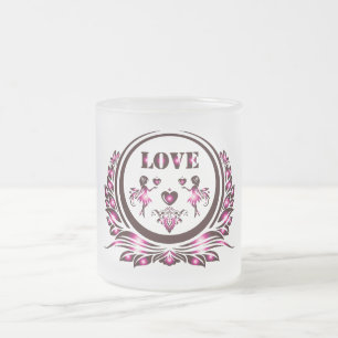 Caneca De Café Vidro Jateado Caneca de Vidro Coração Apaixonado
