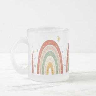 Caneca De Café Vidro Jateado Caneca de Vidro Esmaltado Boho Arco-Íris ou Caneca
