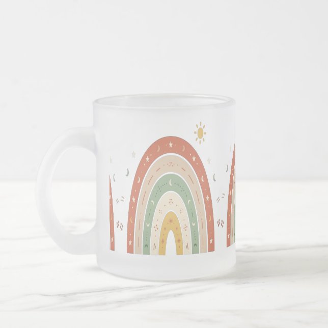 Caneca De Café Vidro Jateado Caneca de Vidro Esmaltado Boho Arco-Íris ou Caneca (Esquerda)