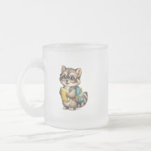 Caneca de Vidro Fosco Aluno Guaxinim Fofinho