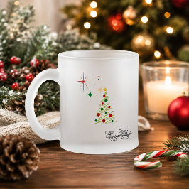 Caneca De Café Vidro Jateado Caneca de Vidro Fosco Árvore de Natal Personalizad