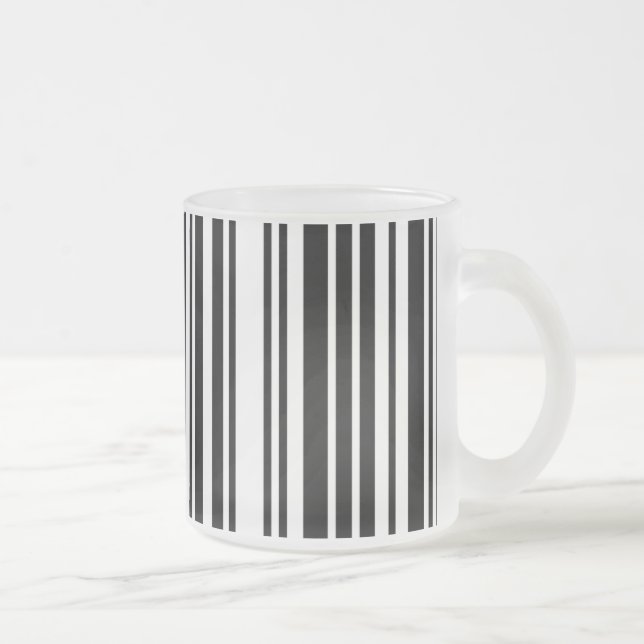 Caneca De Café Vidro Jateado Caneca de Vidro Fosco com Código de Barras Preto (Direita)