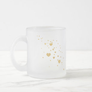 Caneca De Café Vidro Jateado Caneca de Vidro Fosco com Corações de Brilho Doura
