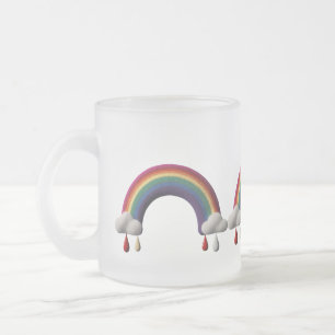 Caneca De Café Vidro Jateado Caneca de Vidro Fosco com Nuvens e Gotas de Arco-Í