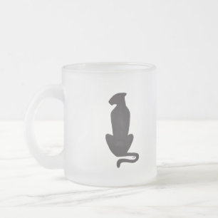 Caneca De Café Vidro Jateado Caneca de vidro fosco com silhueta de gato preto