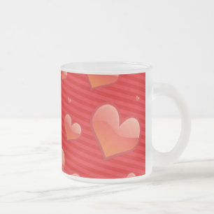 Caneca De Café Vidro Jateado Caneca de Vidro Fosco Corações Vermelhos