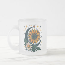 Caneca de Vidro Fosco Flor Celestial