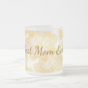 Caneca De Café Vidro Jateado Caneca de Vidro Fosco Floral Iluminada pelo Sol "M