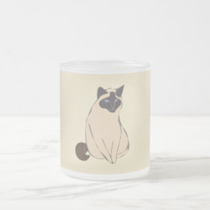 Caneca De Café Vidro Jateado Caneca de Vidro Fosco Gato Siames