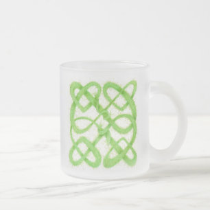 Caneca De Café Vidro Jateado Caneca de Vidro Fosco GREEN CELTIC KNOT