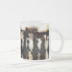 Caneca De Café Vidro Jateado Caneca de Vidro Fosco Grunge Xadrez