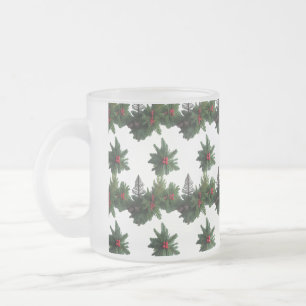 Caneca De Café Vidro Jateado Caneca de Vidro Fosco Natal Botânico Rústico