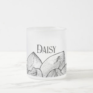 Caneca De Café Vidro Jateado Caneca de Vidro Fosco Personalizada Daisy