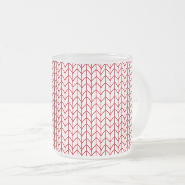 Caneca De Café Vidro Jateado Caneca de Vidro Fosco RED LINE KNIT (Frente Esquerda)