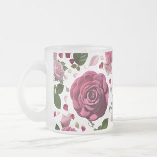 Caneca De Café Vidro Jateado Caneca de Vidro Fosco Rosa Magenta de Luxo | Premi