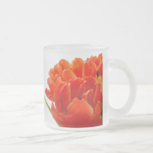 Caneca De Café Vidro Jateado Caneca de Vidro Fosco Tulipas Laranja