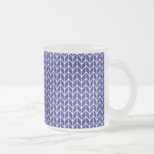 CANECA DE CAFÉ VIDRO JATEADO CANECA DE VIDRO FROSTED EM MALHA AZUL REAL