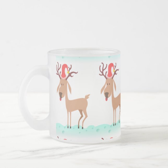 Caneca De Café Vidro Jateado Caneca de Vidro Renas de Natal Fosca (Esquerda)