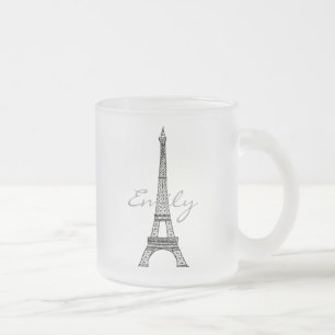 Caneca De Café Vidro Jateado Caneca do vidro de fosco da torre Eiffel