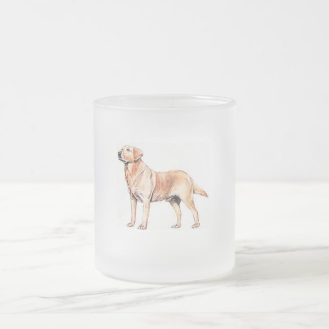 Caneca De Café Vidro Jateado Caneca do vidro de fosco de Labrador (Centro)