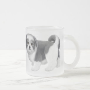 Caneca De Café Vidro Jateado Caneca do vidro de fosco do filhote de cachorro de