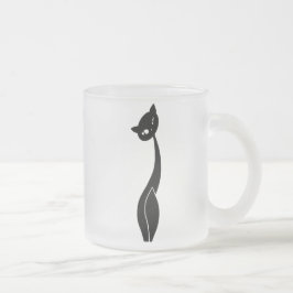 Caneca De Café Vidro Jateado Caneca do vidro de fosco do gato preto