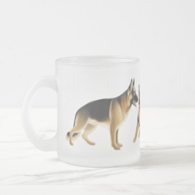 Caneca De Café Vidro Jateado Caneca do vidro de fosco dos cães de german (Esquerda)