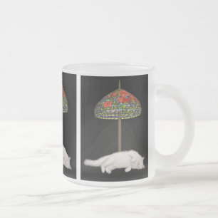 Caneca De Café Vidro Jateado Caneca do vidro de Sunlamp do gato do vitral