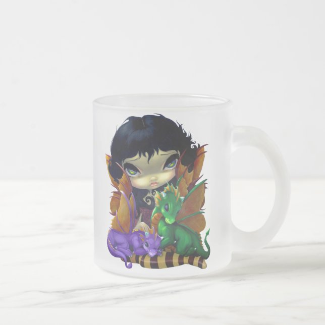 Caneca De Café Vidro Jateado "Caneca dois Dragonlings bonito" (Direita)