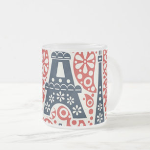 Caneca De Café Vidro Jateado Caneca Floral Folk Paris de Vidro Fosco