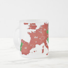 Caneca De Café Vidro Jateado Caneca lingüística do vidro de fosco do mapa de