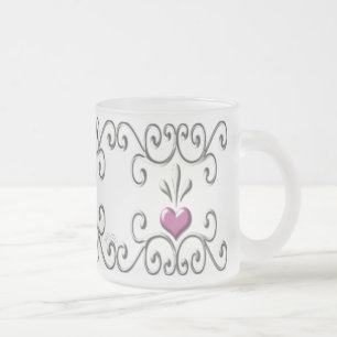 Caneca De Café Vidro Jateado Caneca pequena enrolada do vidro de fosco do rosa