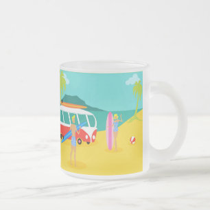 Caneca De Café Vidro Jateado Caneca retro do vidro de fosco do casal do