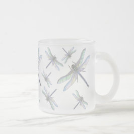 Caneca De Café Vidro Jateado Caneta DRAGONFLIES (fosco)