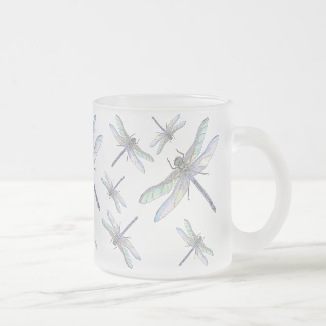 Caneca De Café Vidro Jateado Caneta DRAGONFLIES (fosco) (Direita)