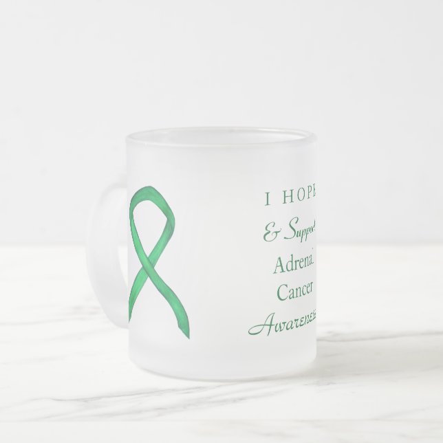 Caneca De Café Vidro Jateado Caneta Personalizada de Fita de Consciência Verde  (Frente Esquerda)