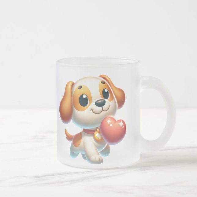 Caneca De Café Vidro Jateado cão, amor de cachorrinho (Direita)