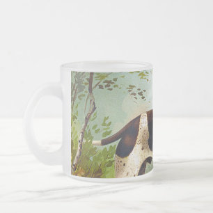 Caneca De Café Vidro Jateado Cão caçador com pássaro na boca