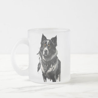 Caneca De Café Vidro Jateado cão, caçador de sonhos, amuleto, talismã,