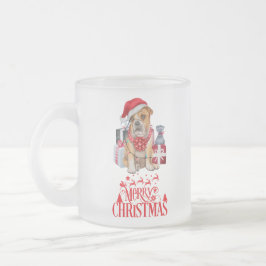 Caneca De Café Vidro Jateado Cão de Natal