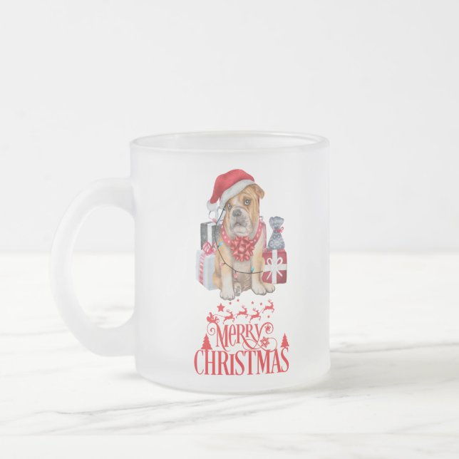 Caneca De Café Vidro Jateado Cão de Natal (Esquerda)