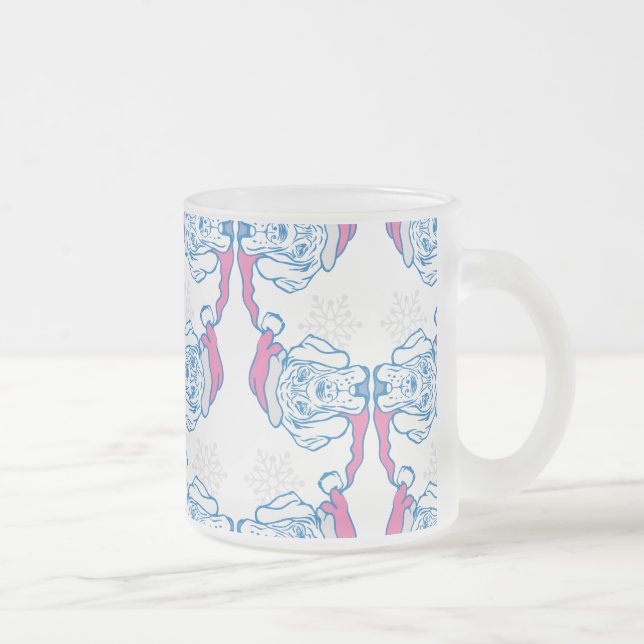 Caneca De Café Vidro Jateado Cão engraçado de Natal (Direita)